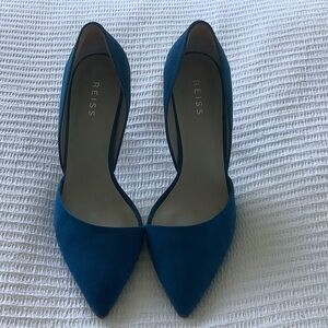 REISS blue suede heels 39